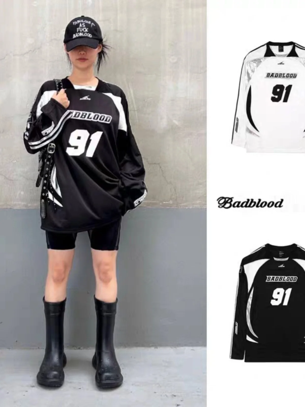 Badblo*d American Retro Sport Sle Long Sve T-shirt Letterborduurwerk Patchwork Loose Fit Ball Jersey voor dames