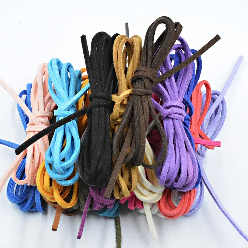 5/20meters 2.5mm Flat Faux Suede Braided Cord Velvet Leather Rope Handmade Thread String for Jewelry Bracelet Necklace Keychain