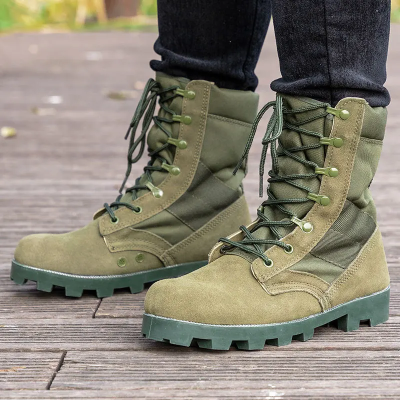 37-48 Training Boots Outdoor Hiking Climbing Shoes Green High Top Desert Boots Work Security Shoes