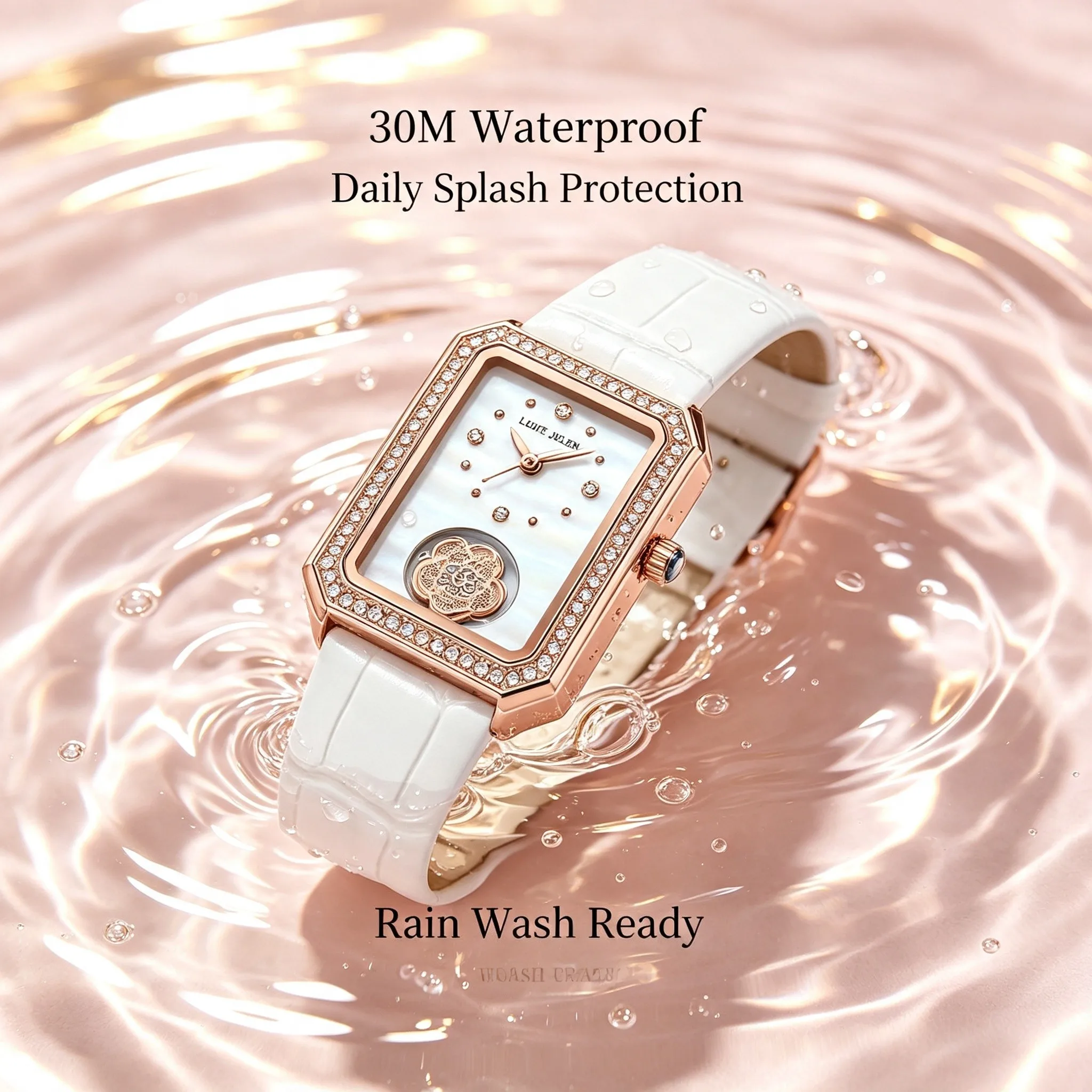 Elegant Ladies Square Quartz Watch 30M‑Waterproof Genuine Leather Strap Alloy Case Fashion Business Party Female Wrist Watch