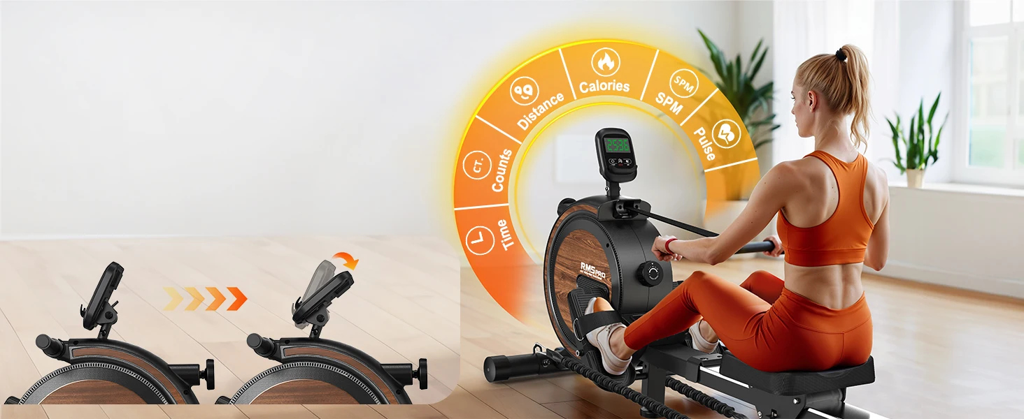 Magnetisches Rudergerät mit Einzigartigem Seilsystem, 2-in-1 Kardio- & Krafttraining, Bluetooth-Monitor, Tablet-Halterung, 160KG Maximalgewicht – Detail 6
