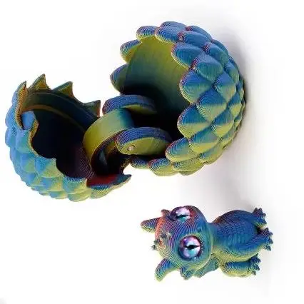 

Dragon Egg 3D Printed Decorative Ornament Set with Little Dragon inside Christmas Home Decor Furniture Desktop Gift