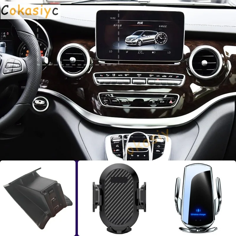 Suporte de Telefone para Carro para Mercedes Benz V250 V260 W447 V Class 2016-2021, Suporte para Celular com Carregamento Sem Fio e Base Fixa Especial