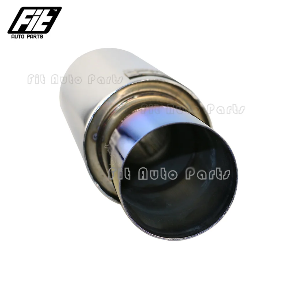 Universele auto rechte uitlaatpijp 2 inch inlaat Verbrand blauw Sportuitlaatdemper 3,5 inch uitlaat