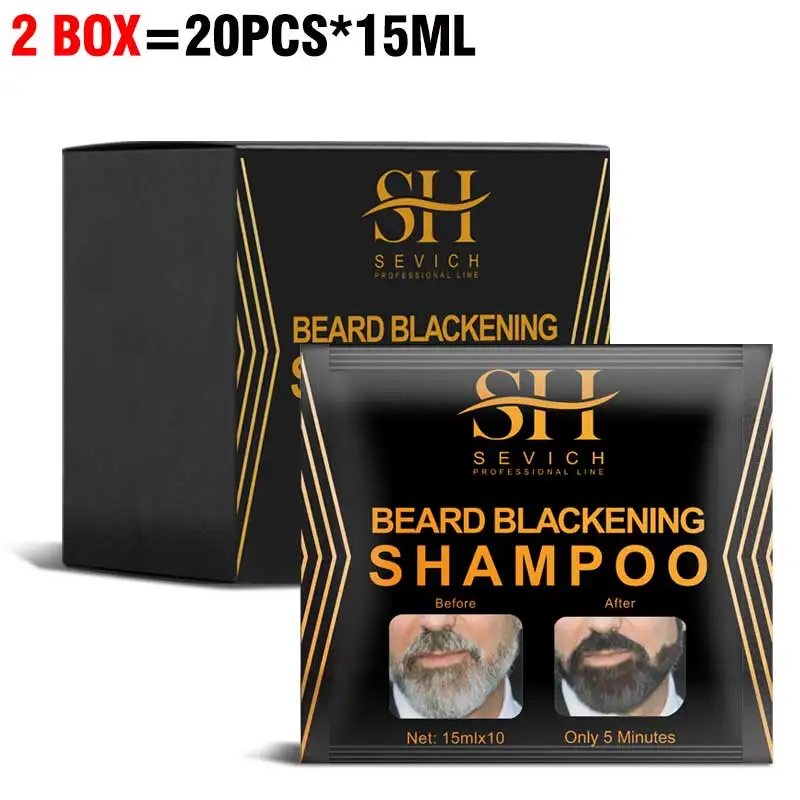 5–20 Stück natürliches Haarfärbemittel, schwarzes Bart-Shampoo, Bartfarbe für Männer, Bartfärbung, 5 Minuten, temporäres Schwärzungsschnurrbart-Shampoo