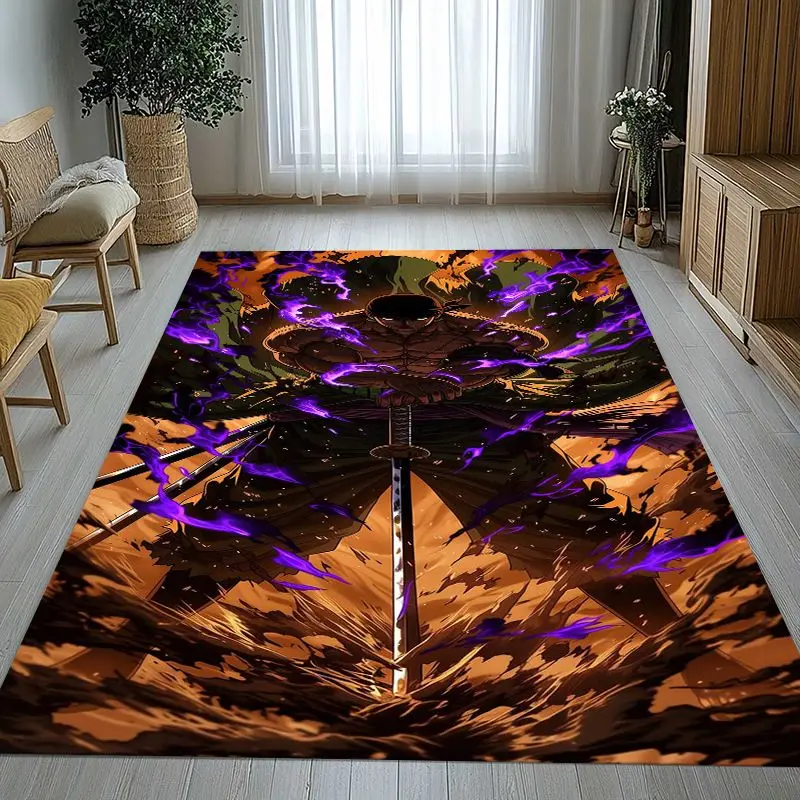 Anime Zoro One P-Piece Straw Hat Pirates Soft Non-Slip Area Rug for Living Room,Bedroom Playroom Carpet Mat for Sofa,Home Decor