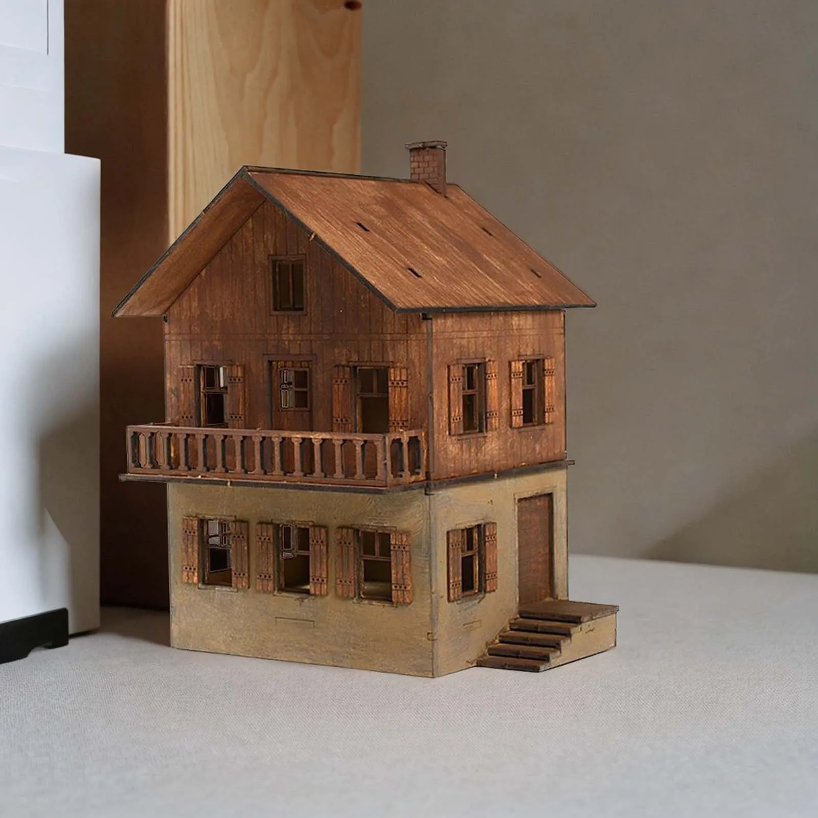 1:72 House Model Miniature Model House Handicraft DIY Craft Handmade Self Assemble 3D Wood Puzzle for Diorama Sand Table