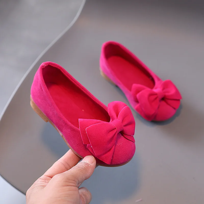 Kids Flats Spring Autumn Suede Breathable Girls Shoes Slip on Ballet Dance Shoes Fashion Bow Casual Shoes Chaussure Enfant Fille