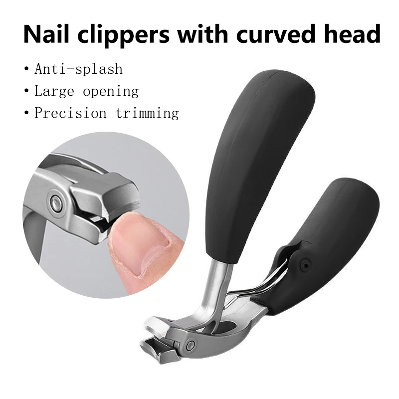 1PC Stainless steel nail clippers Concave blade Arc design Thick nails No splash Precision trimming Long nail clippers