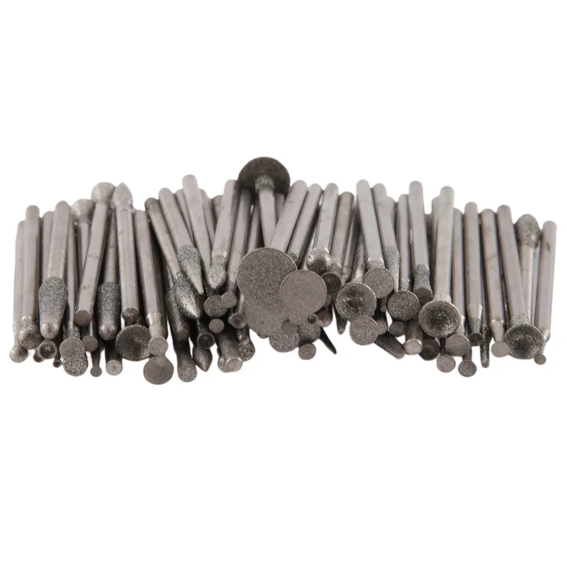 80Pcs/Set 2.35Mm Shank Grinding Bits Polishing Emery Diamond Bits Peeling Polishing Bits Grinding Point