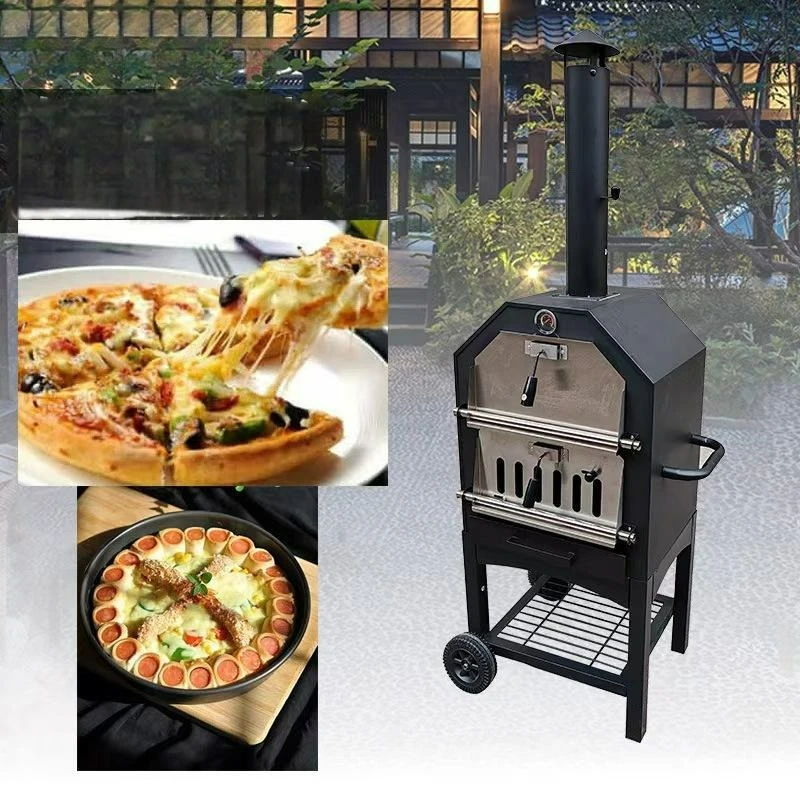 Outdoor Thickened American Camping Charcoal Grill Large Pizza Oven Multi-Use