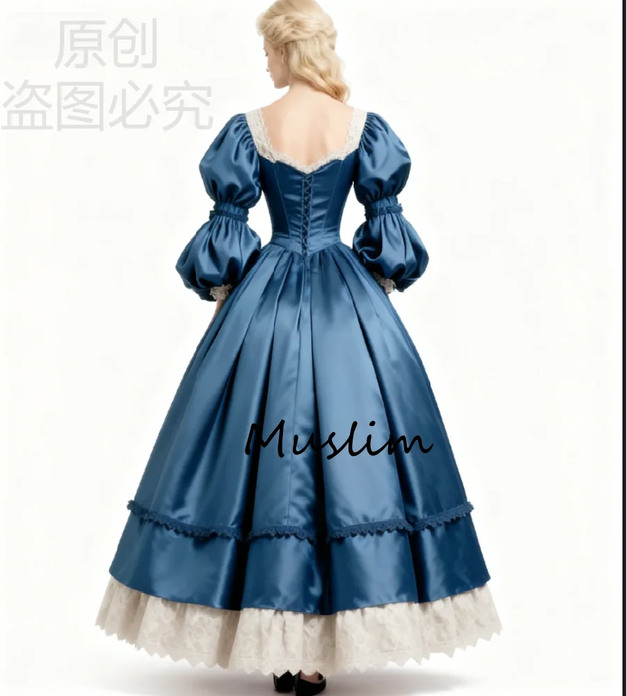 فستان سهرة عتيق كحلي 1950s بأكمام طويلة وكشكشة فستان حفلة موسيقية فيكتوري 2026 ريترو ساتان حفلة شاي فستان رسمي للحرب الأهلية