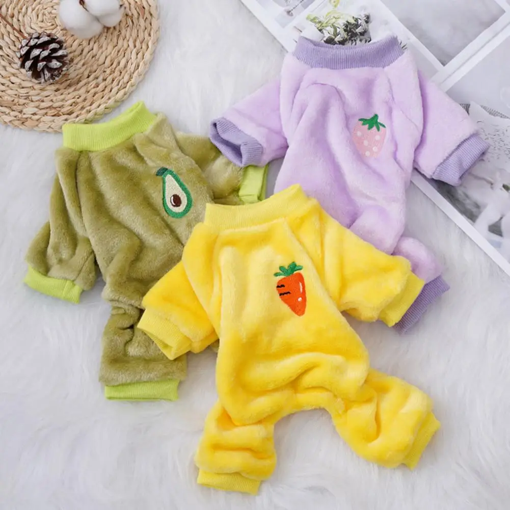 Dog Jumpsuit Pajama,Pet Clothes Fruit Pattern,Flannel,Soft Cat Dog Clothes,Four-legged Pyjamas Overalls,Pet Supplies