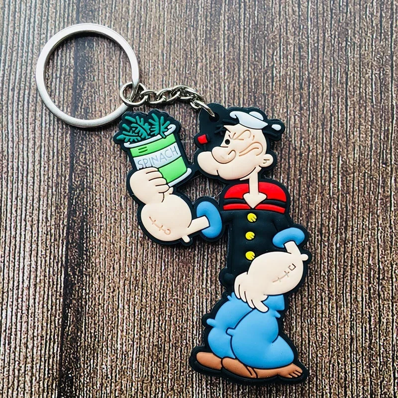 Hot Sale Popeye Sailor Cartoon PVC Key Chain Olive Oyl Bobbi Fashion Classic Anime Children\'s Favorite Childhood Gifts Key Ring