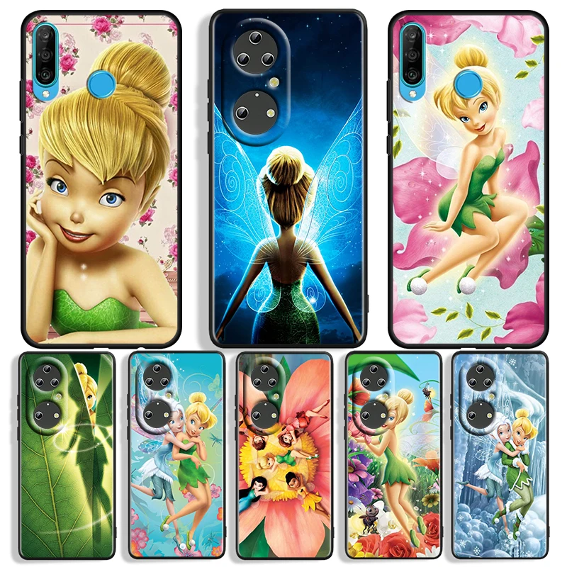 Disney Tinkerbell princess For Huawei P50 P40 P30 P20 P10 Pro Lite P Smart Z 2021 2019 4G 5G Silicone Soft Black Phone Case