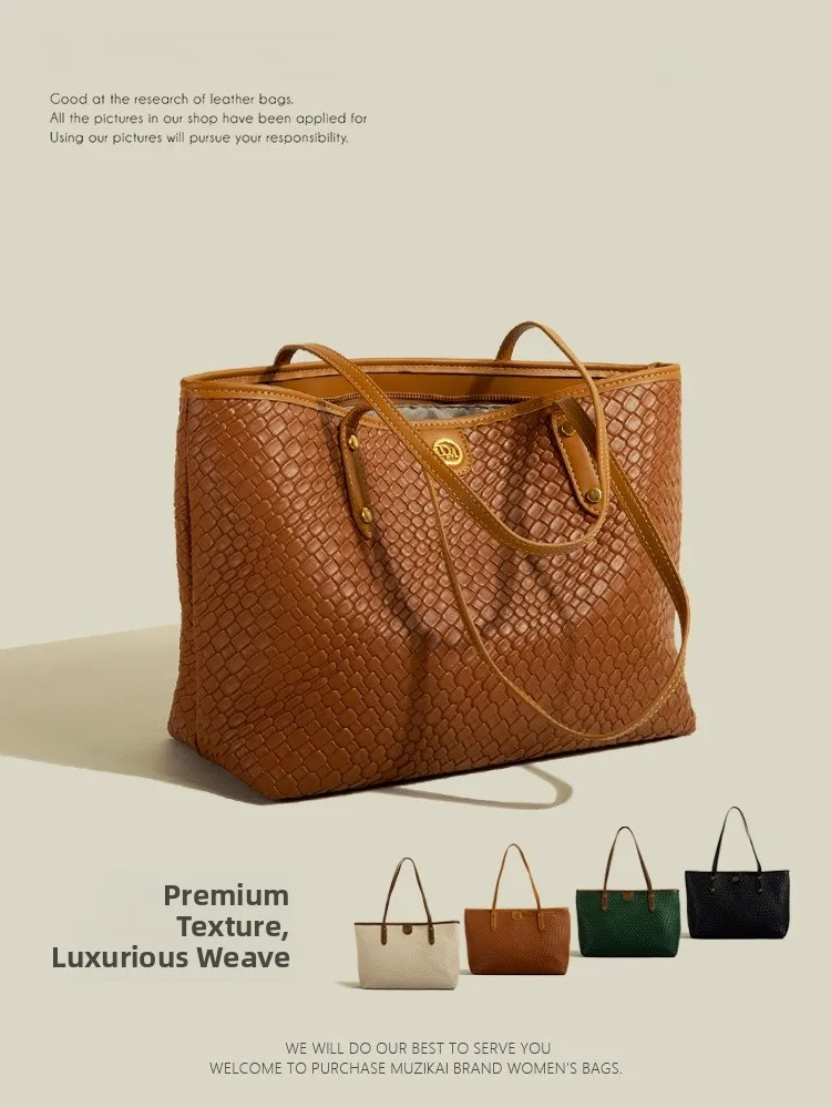 

MuziKai Large Capacity Commuter Tote Bag Retro Alligator Pattern Underarm Bag 2026 New Style for College Students