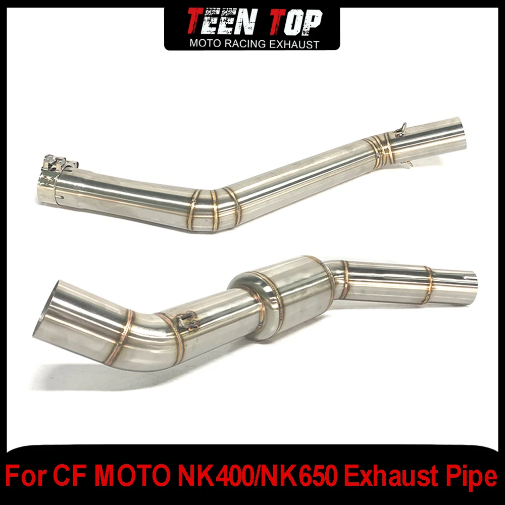 51mm For CF MOTO NK400/NK650 Exhaust Middle Link Pipe Decat Pipe Stainless Steel Motorcycle Exhaust Escape System Modified Tube