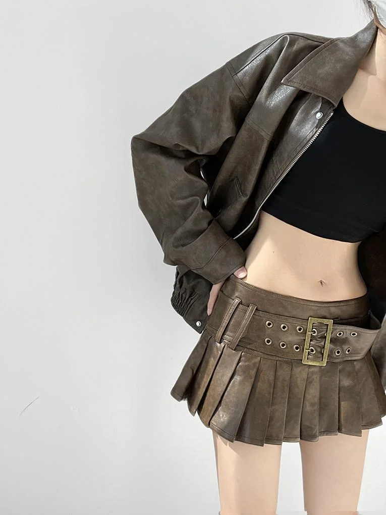 Jaet – manteau de motard rétro Vintage pour femmes, industrie lourde, automne hiver, Faion, Streetwear, col Long Sve