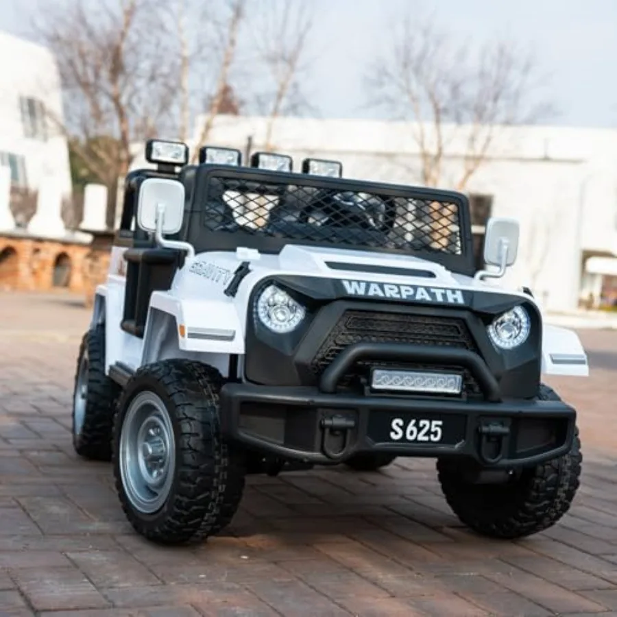 

White 24V 4WD Ride On for 2-Seater Electric Truck with Remote Control 4x200W Motors Spring Suspension LED Lights Bluetooth Upda