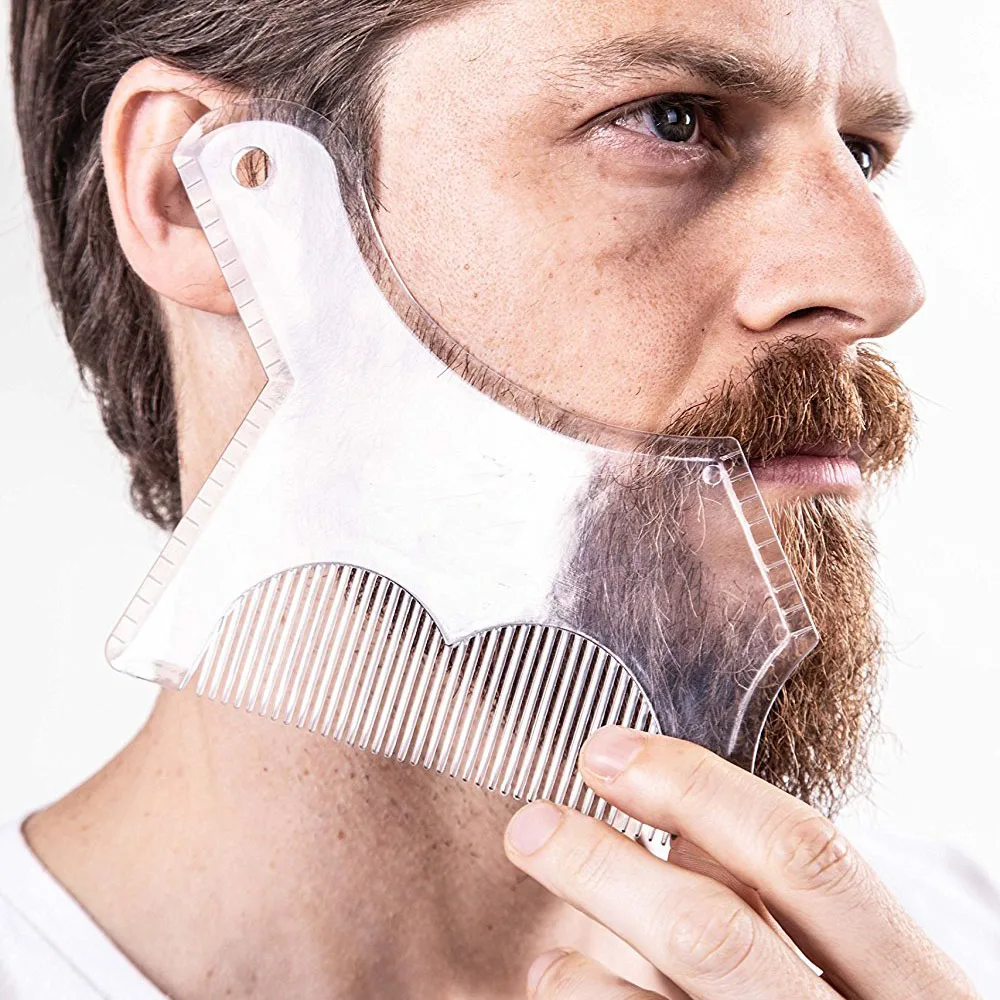 Peine para Estilizar la Barba Todo en Uno para Hombre - Plantilla Creativa para Barba y Herramientas de Modelado para un Cabello Facial Perfectamente Arreglado