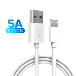 Lovebay 5A Micro USB Cable For Samsung Huawei Xiaomi 1M/2M Fast Charging Data Cable Wire Cord White Bold Wire Cable For Micro