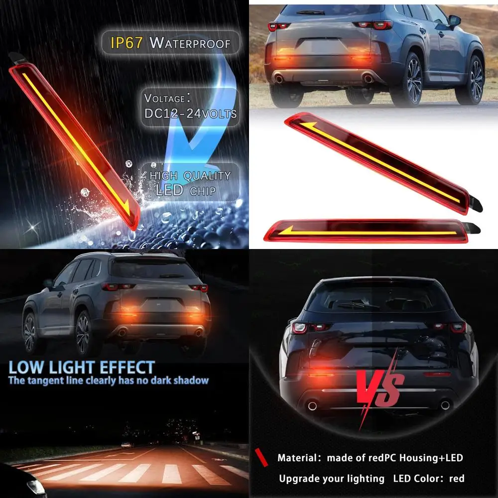 

Red LED Rear Bumper Reflectors, Fog, Brake, Tail Lights with Turn Signal for Mazda CX-30 & CX-50 (Red Style)