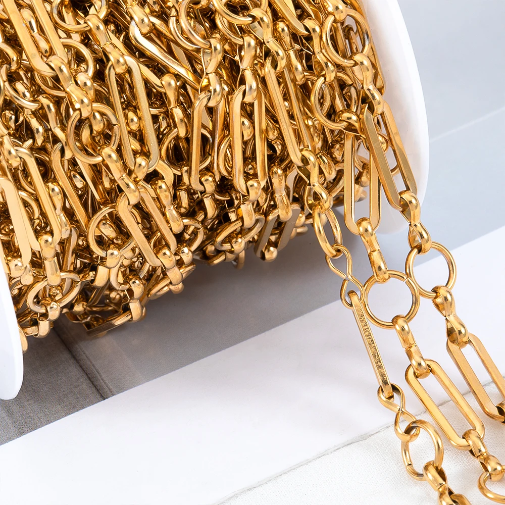 1Meter Stainless Steel Love Heart Chain Long Bar Frame Circle Chain for DIY Necklace Bracelet Chain Jewelry Making Accessories
