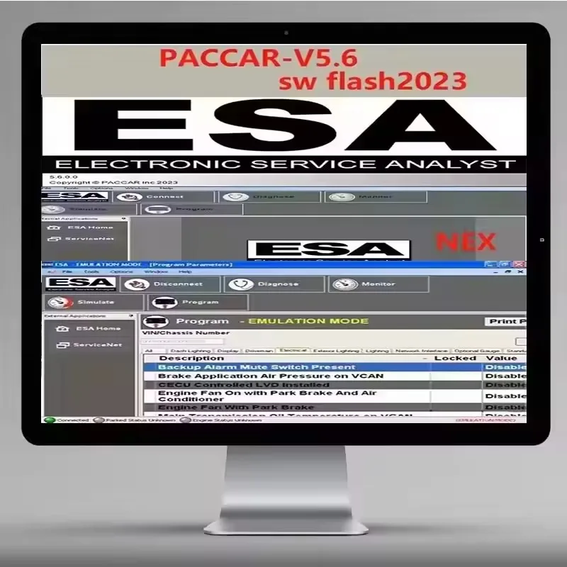 El último analizador de servicios electrónicos ESA 5.6 de 2025 + ARCHIVO FLASH SW 2025 + keygen de desbloqueo Paccar gratuito +