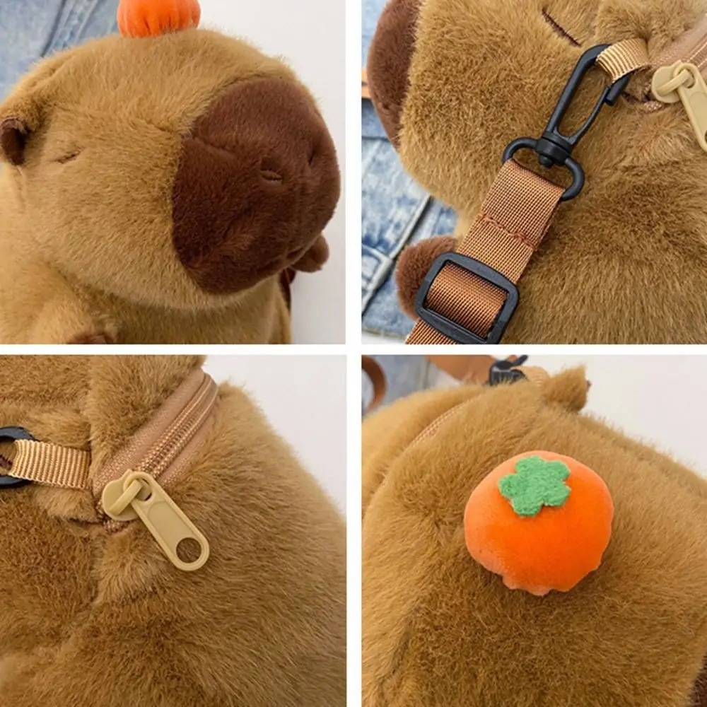 Cartoon Capybara Plush Backpack Capybara Plush Doll Bag Cartoon Backpack Shoulder Bag Large Capacity Students School Bag Girls