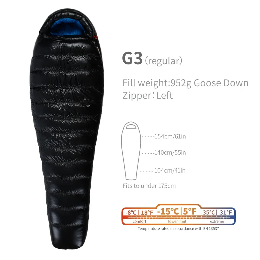 AEGISMAX G3-15 도 구스다운 침낭, 초경량 야외 캠핑 하이킹 침낭, 남녀 공용, 800FP