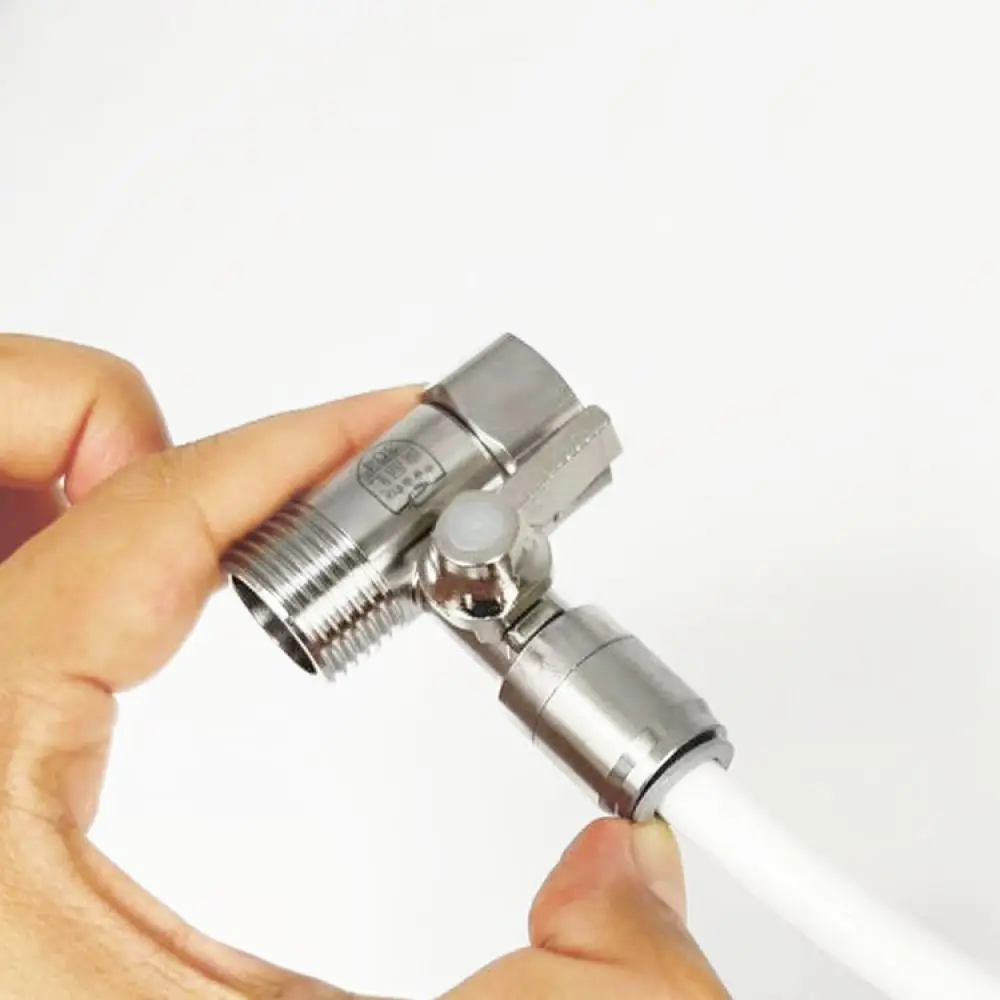 Copper Tee Ball Valve Adapter For Water Purifier 1/2 Inch Input To 1/4 3/8 Output Household Water Supply Fittings