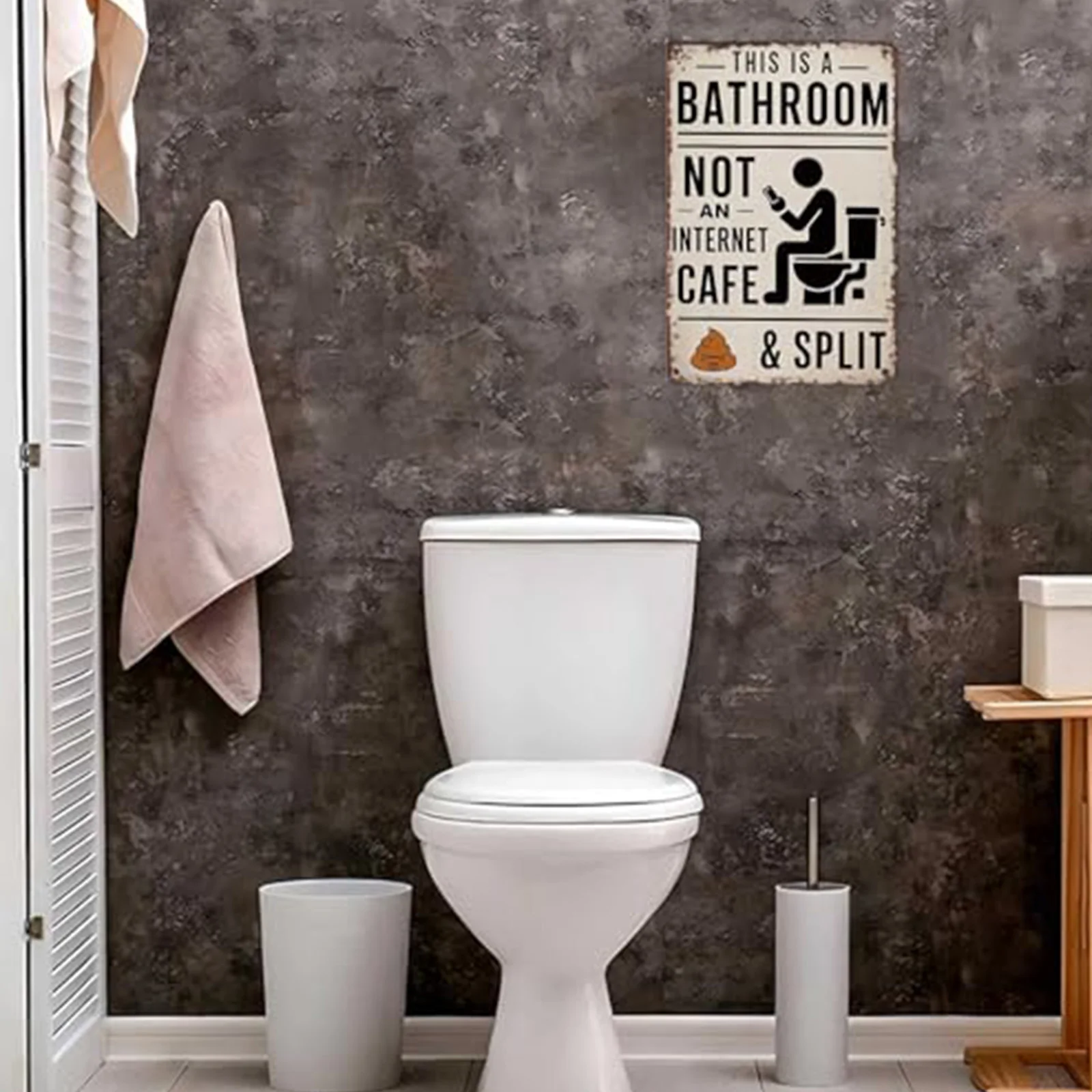 Retro Metal Sign This Is A Bathroom Not An Internet Cafe Quotes Wall Art Plaque Decor for Home Washroom Bathroom Gift