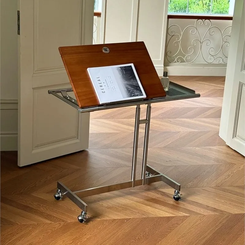 Living Room Lifting Side Table Medieval Movable Solid Wood Storage Cart Baohaus Stainless Steel Home Music Score Rack