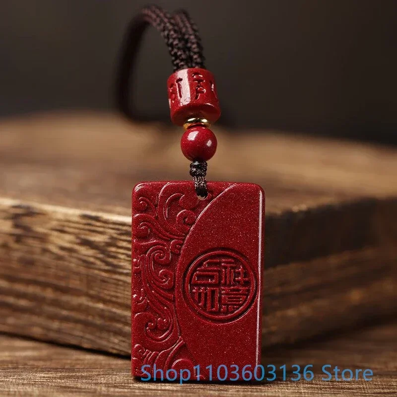 2025 Natural High Content Cinnabar stone Pendant Purple Gold Men's and Women's Vintage Handmade Cinnabar Necklace