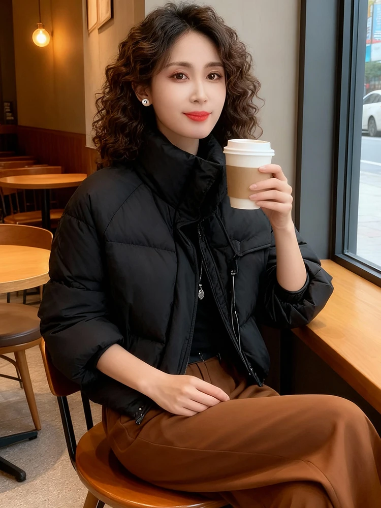 Hiver Thiened Fce doublé femmes vers le bas Jaet ort Sle trajet Version coréenne manteau chaud fermeture à glissière couleur