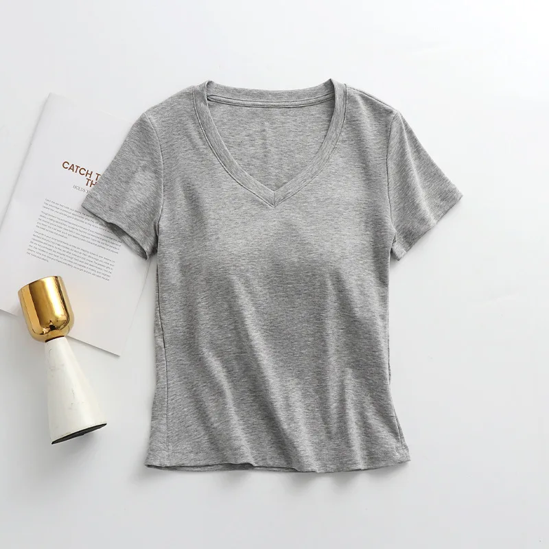 Woman Sleeping Wear T-shirt Casual Short Sleeve Pajamas Top One Piece Women's Bottoming Shirt Chest Pad Outside Pijama Tops