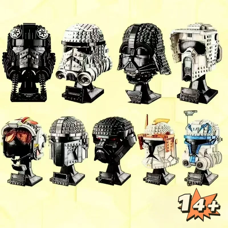 

В НАЛИЧИИ Звездный боевой шлем, строительные блоки, маска, модель, кирпичи, игрушки для детей, подарки на день рождения, Рождество