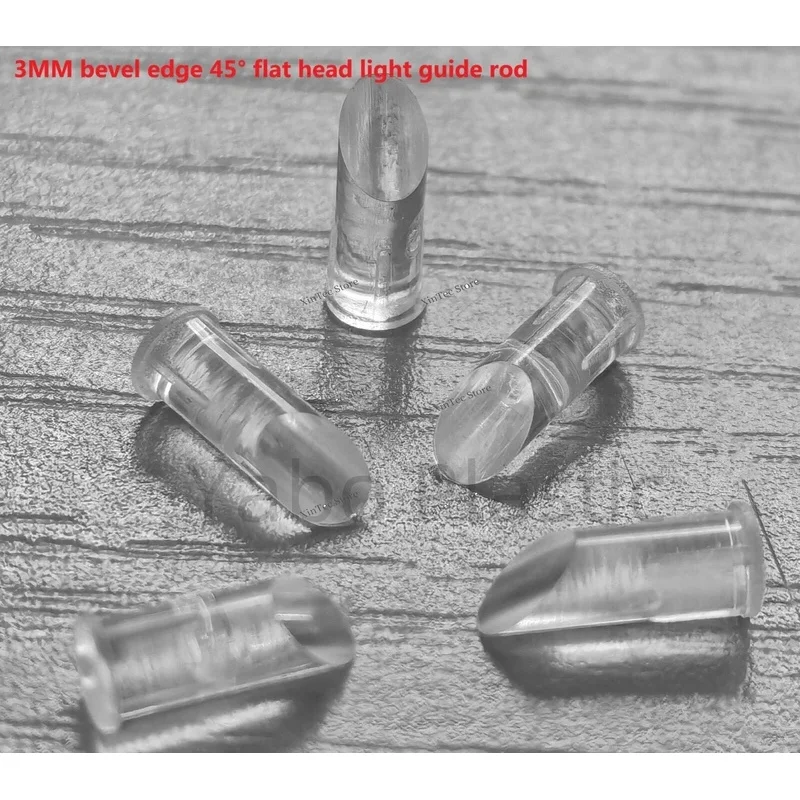 45° Inclined Column 3MM Hole Transparent PC Source Light Guide Rod With Clip Position Frosted Surface