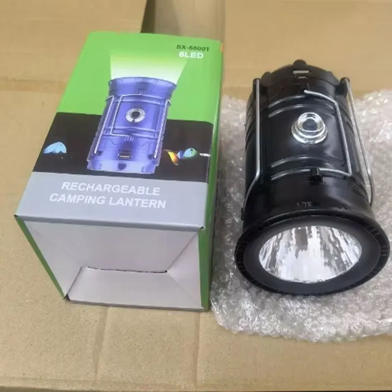 Solar Rechargeable LED Camping Lantern, 300LM Collapsible Tent Light with Adjustable Rotating Handle, IPX4 Waterproof for Outdoo