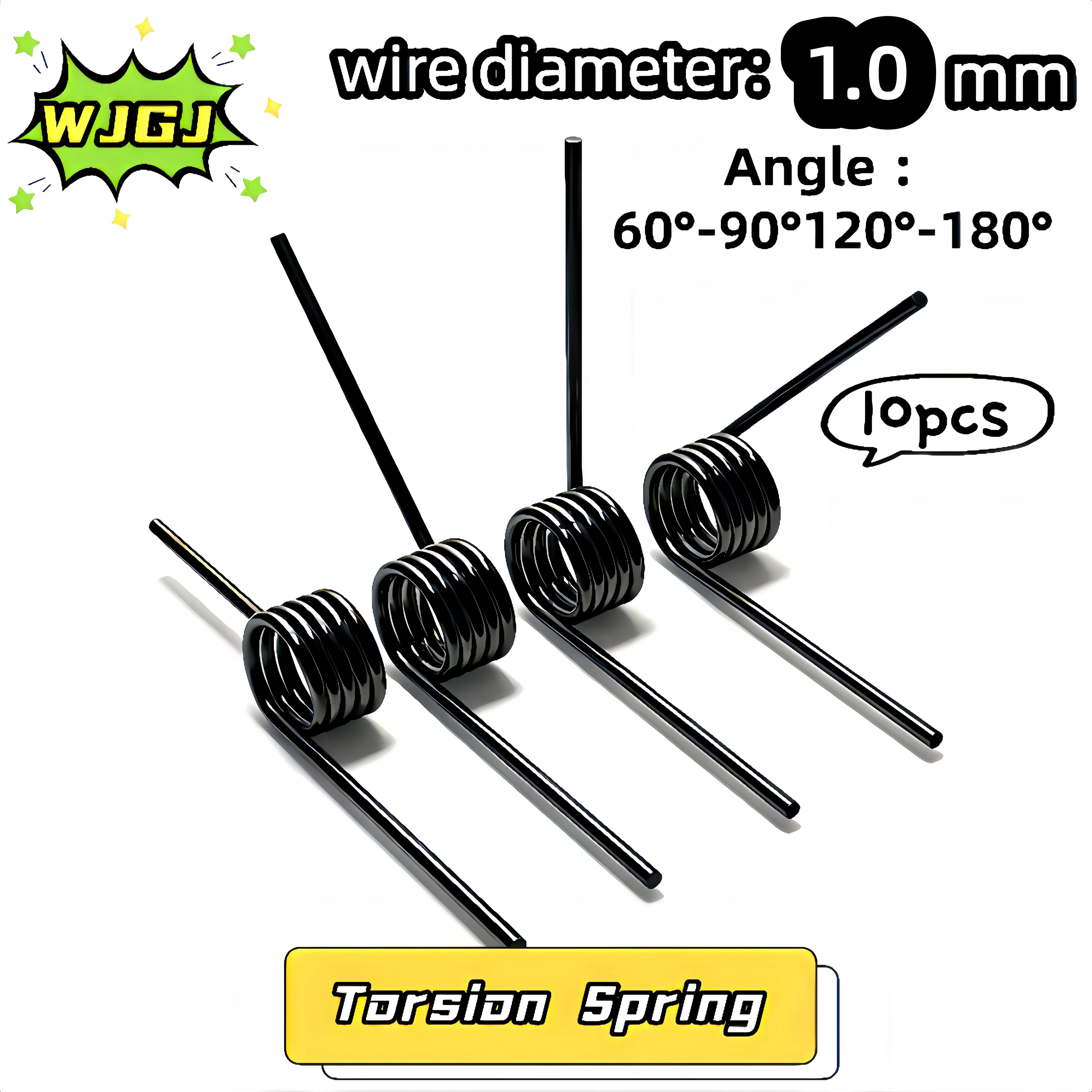 10Pcs Torsion Springs, Wire Diameter 1.0mm, Outer Diameter 5-12mm, 3-9 Coils, V-Shaped Twist Springs for Mechanical Flip Covers