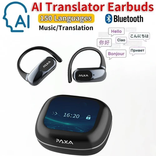 PAXA OpenAirUltra AI Traducción en tiempo real Auriculares con traductor 3 en 1 145 idiomas y detalles Auriculares con traductor Bluetooth 5.4