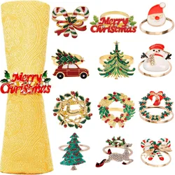 Christmas Napkin Rings Gold Zinc Alloy Bling Napkin Buckle for Christmas Wedding Table Party Decoration New Year Napkin Holder