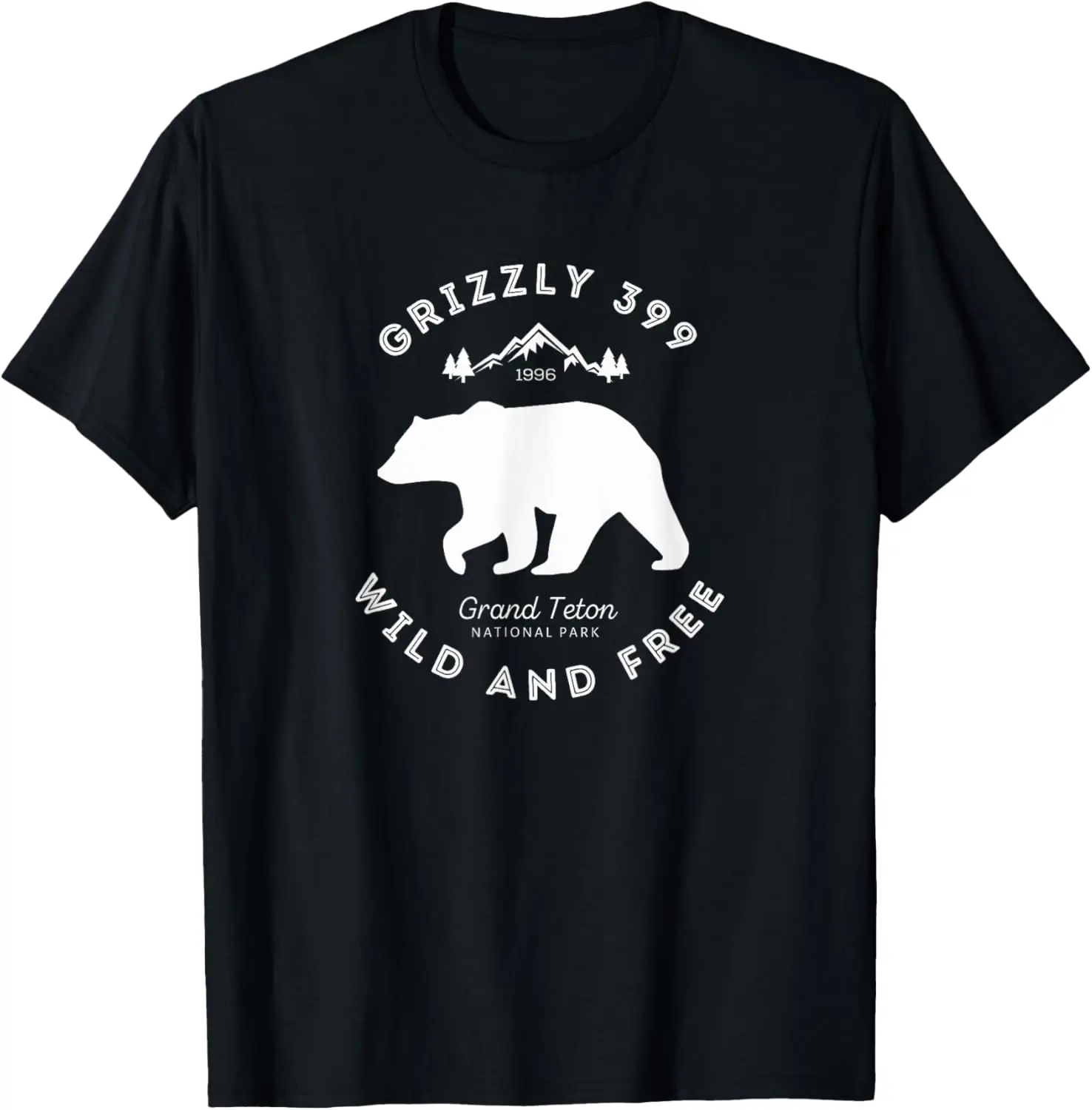 Grizzly 399 Wild & Free Grand Teton National Park T-Shirt 100% Cotton Trendy Y2K Short-Sleeve Tee – Soft, Quick-Drying, All Occasion Casual  Suitable For Concert Party Hanging Out Sightseeing Trip