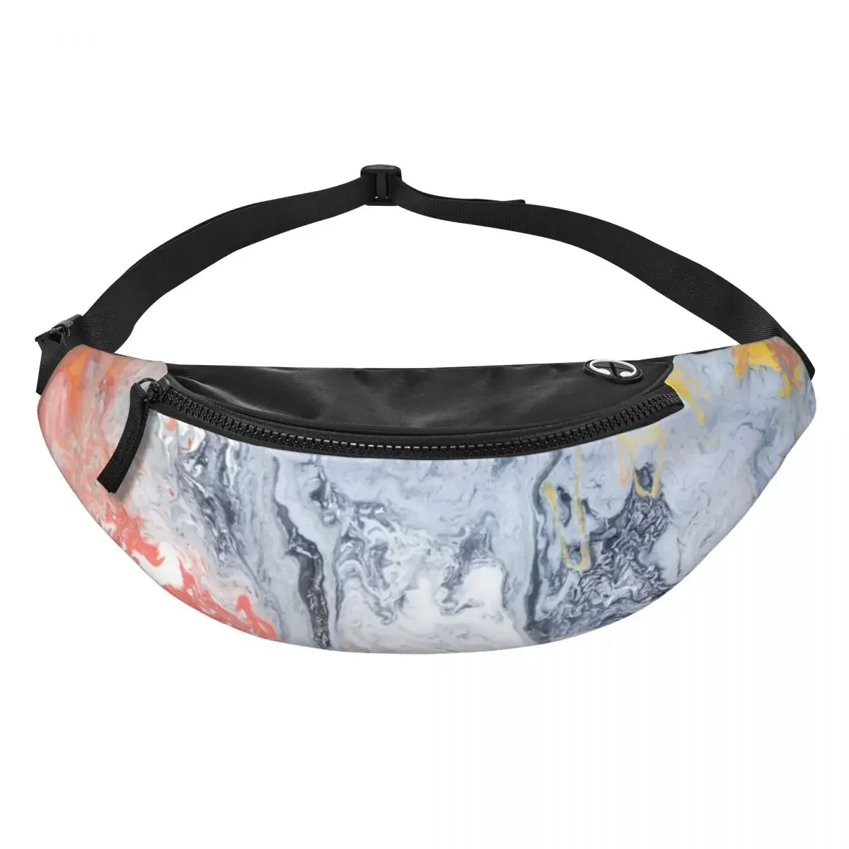 Multicolored Marble Fanny Pack Men Women Custom Crossbody Waist Bag for Cycling Camping Phone Money Pouch