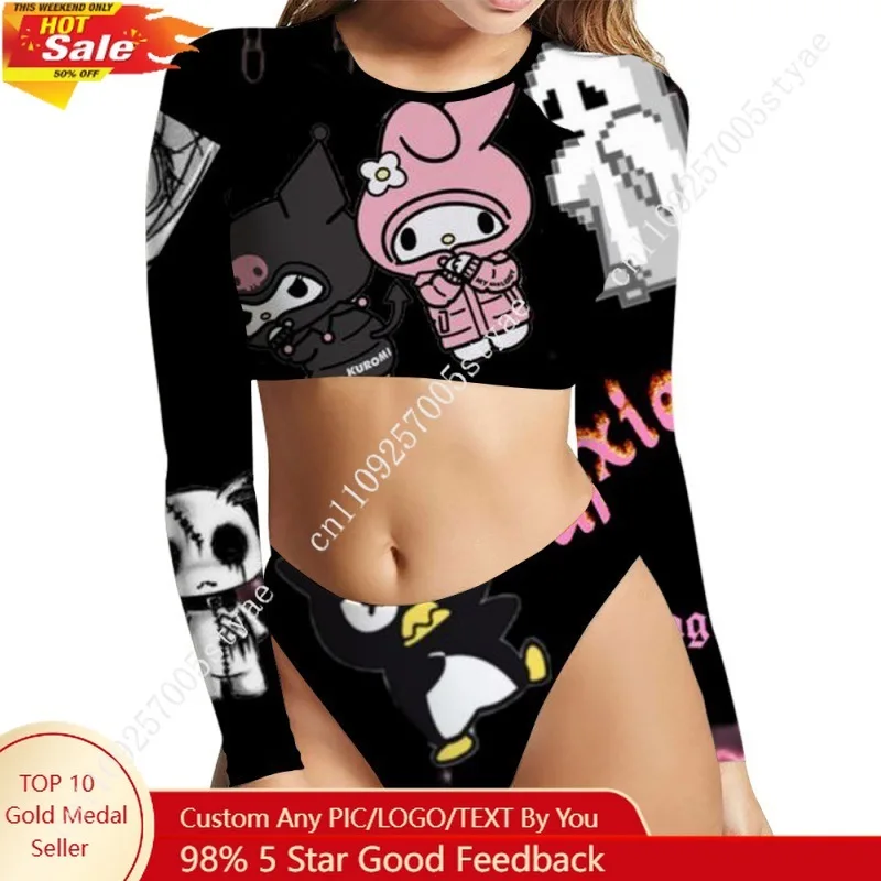 

My Melody Hello Kitty Women's Bikini Set Summer Swimming Suit Separate Swimdress Soft Bathing Suit Sexy Swimwear Beach Swimsuit