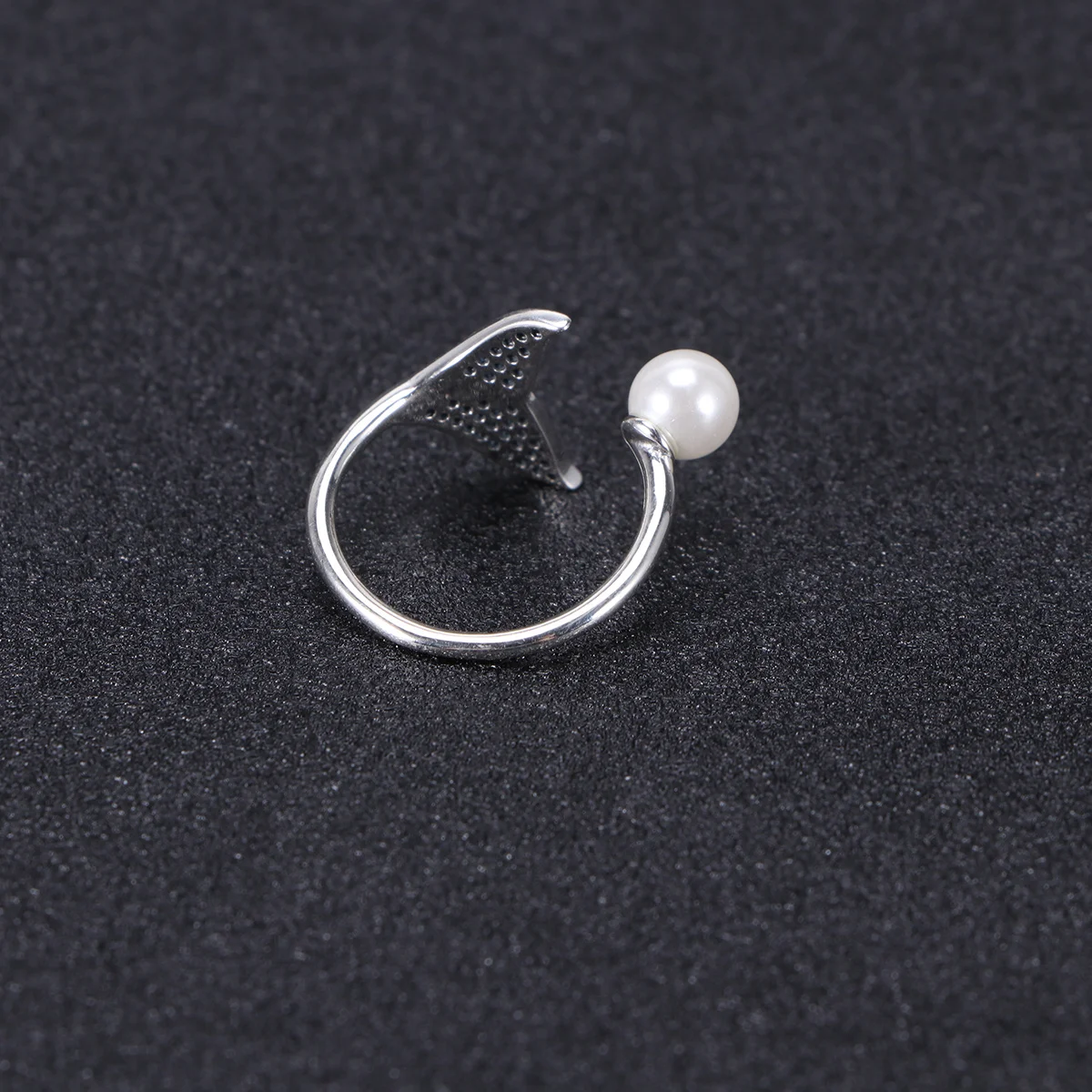 

Ring Adjustable Opening Pearl Women Fashion Mermaid Pattern Woman Sterling Silver