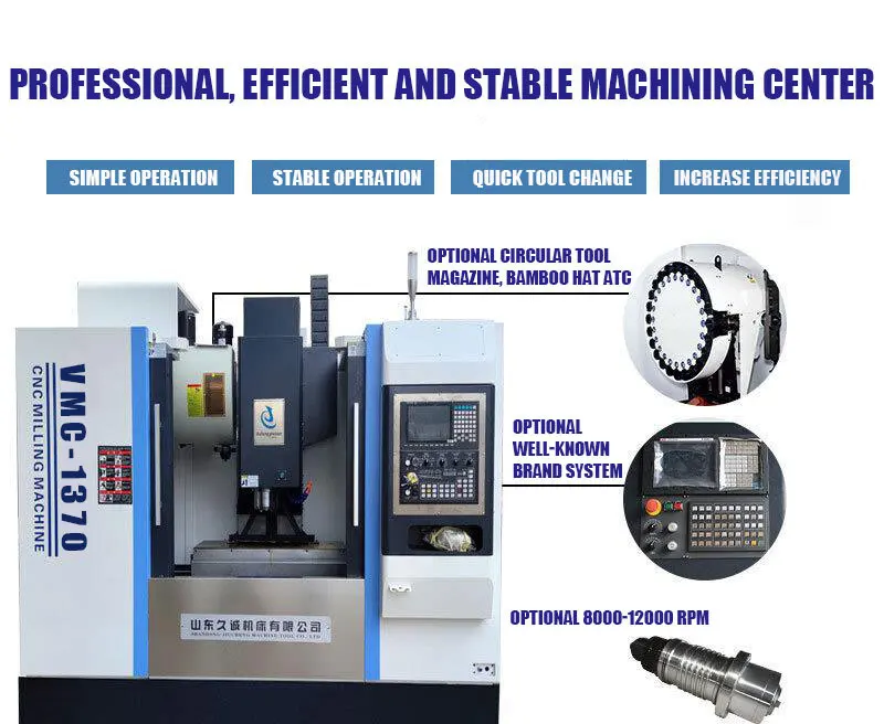 Centre de rotation vertical CNC VMC1370, 3 axes en option, 4 axes, 5 axes, fabriqué en Chine