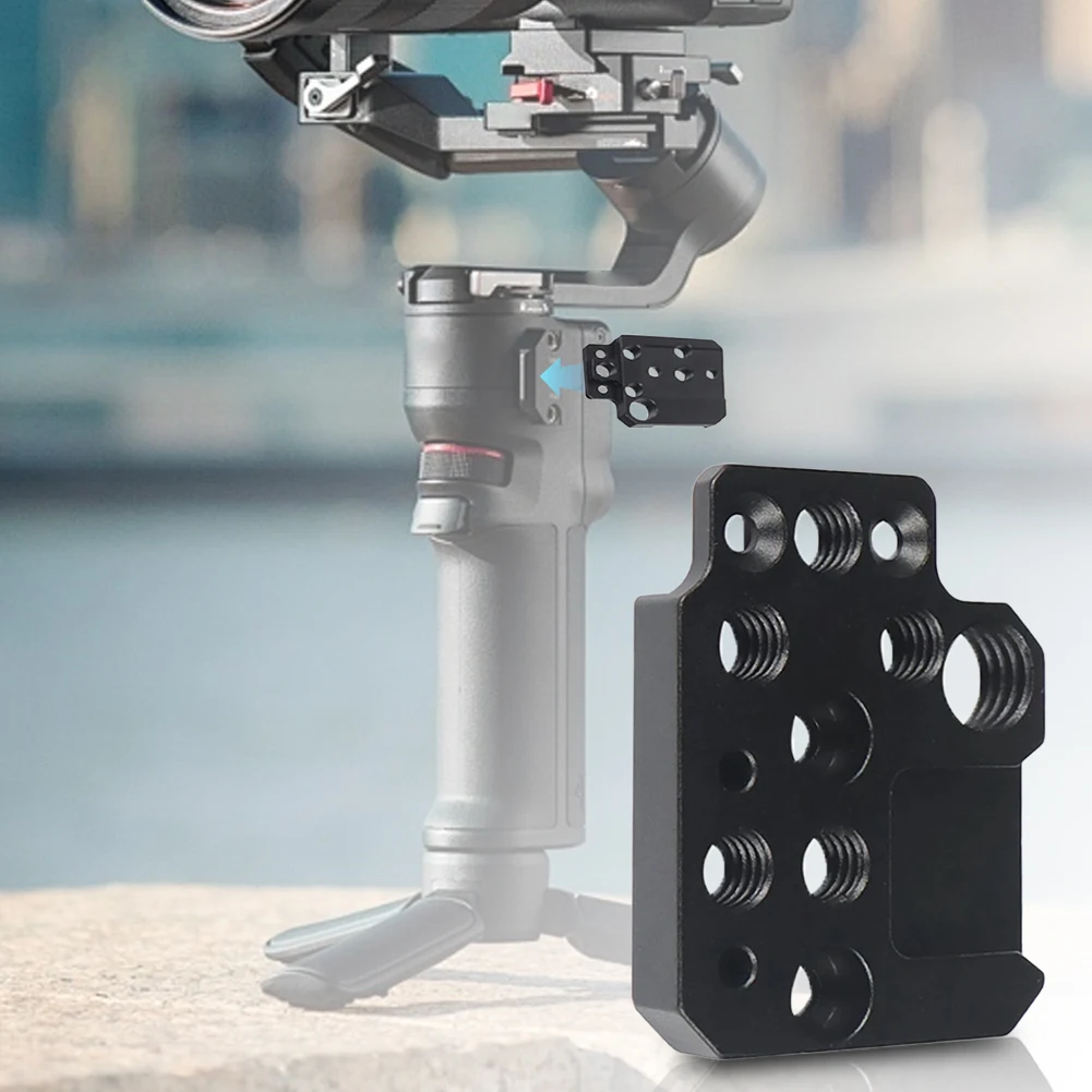 Aluminum Alloy Adapter Board with 1/4 3/8 Hole Cold Shoe Metal Monitor Mount Holder Plate for DJI Ronin RS3/RS2/RSC2/SC/S Gimbal