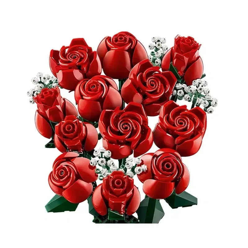 

Bouquet Of Roses Compatible 10328 Construction Home Décor Artificial Flowers Building Blocks Toys Bricks Birthday Christmas Gift