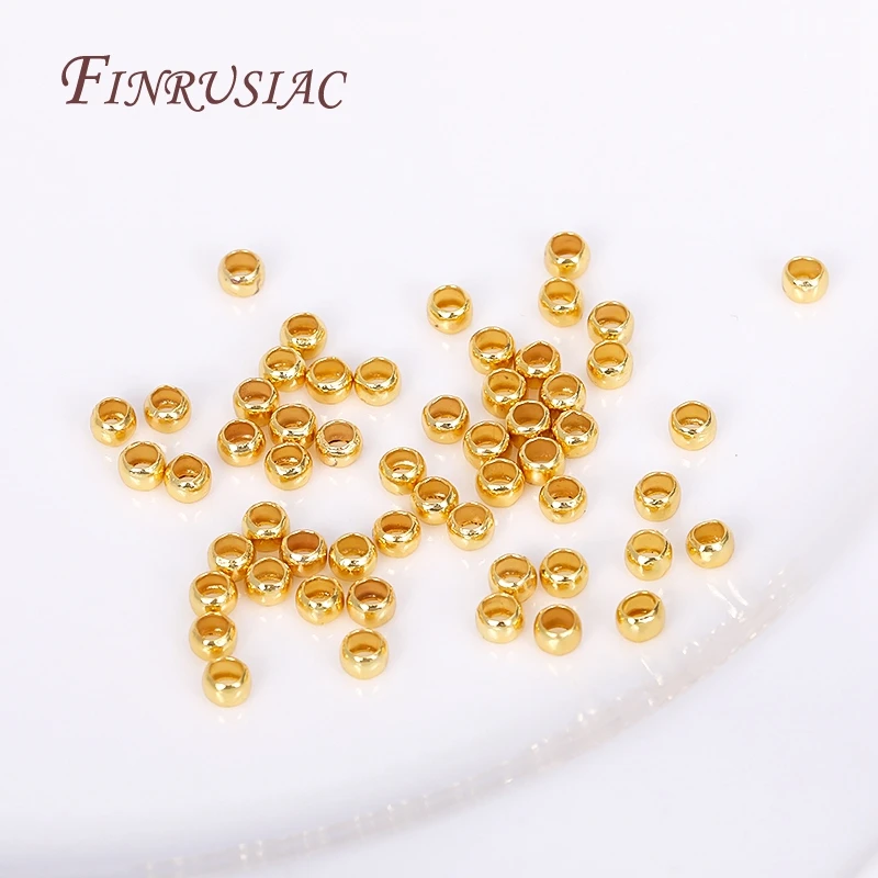 DIY Jewelry Making Supplies 14K/18K Gold Plated Round Crimps Beads,2mm 2.5mm 3mm End Crimp Beads Wholesale